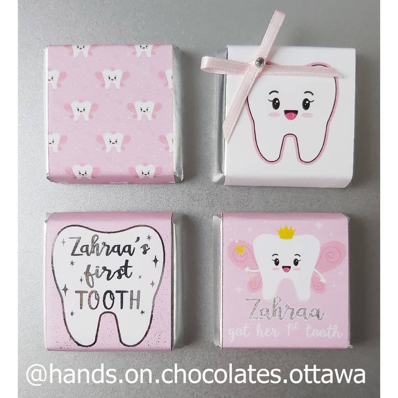 First tooth favours 10 sets of 4 pieces, first tooth chocolates, Chocolate Favors,