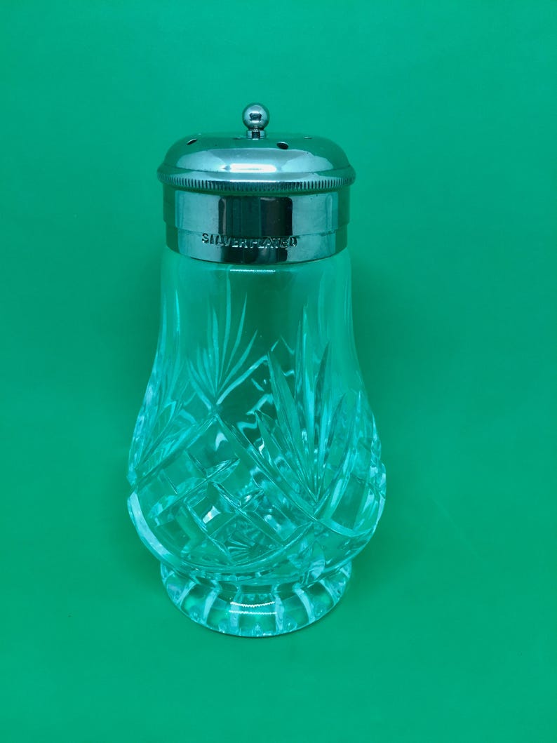 Vintage Cut Crystal Sugar shaker with silver plated lid Etsy