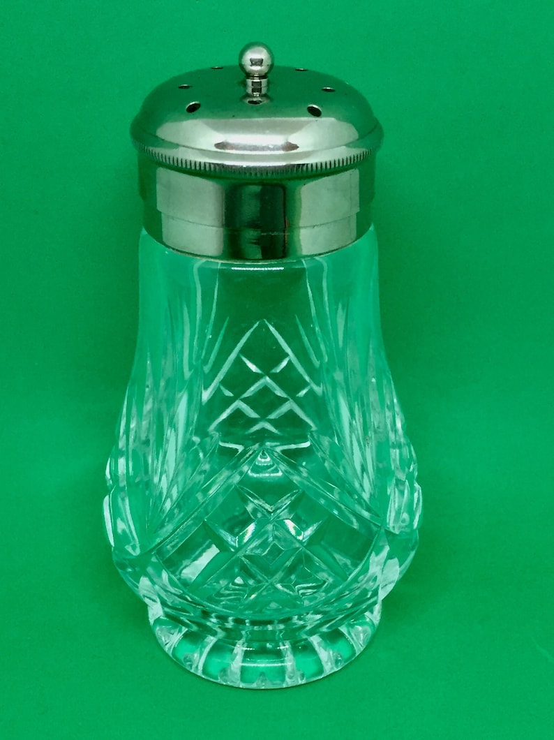 Vintage Cut Crystal Sugar shaker with silver plated lid Etsy