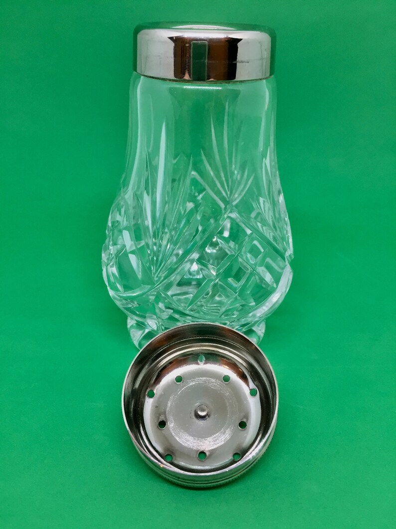 Vintage Cut Crystal Sugar shaker with silver plated lid Etsy