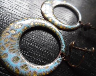 Enamel clip earrings