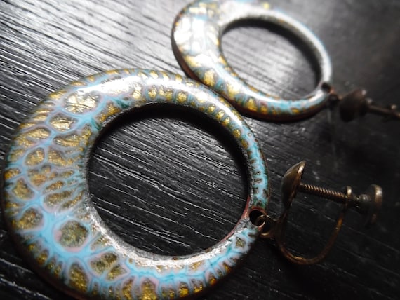 Enamel clip earrings - image 1