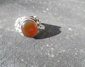 Carnelian and sterling silver ring
