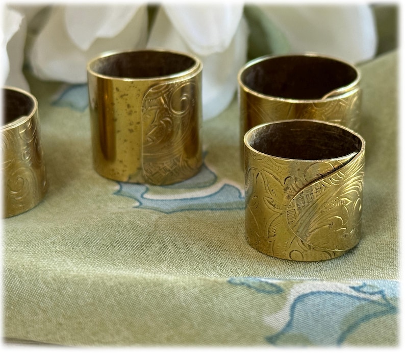 Brass Tray Scarf Slide Bandana Ring: Upcycled Decorative Serving Tray Band, 5 Sizes image 7