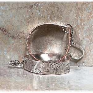 Baroque Teardrop Hoop Earrings: Vintage Silverplate & Copper