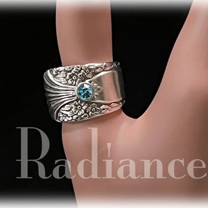 Art Deco Birthstone Crystal Ring, Spoon Jewelry, 1939 RADIANCE Pattern, Choose Birthstone