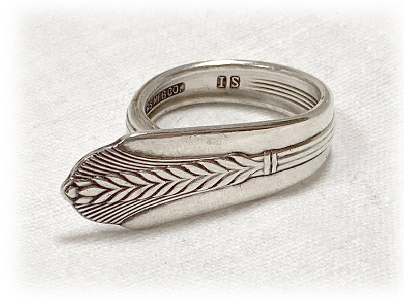 Art Deco Scarf Ring ALLURE Wheat Pattern Upcycled Silverplate Spoon Jewelry 1930s