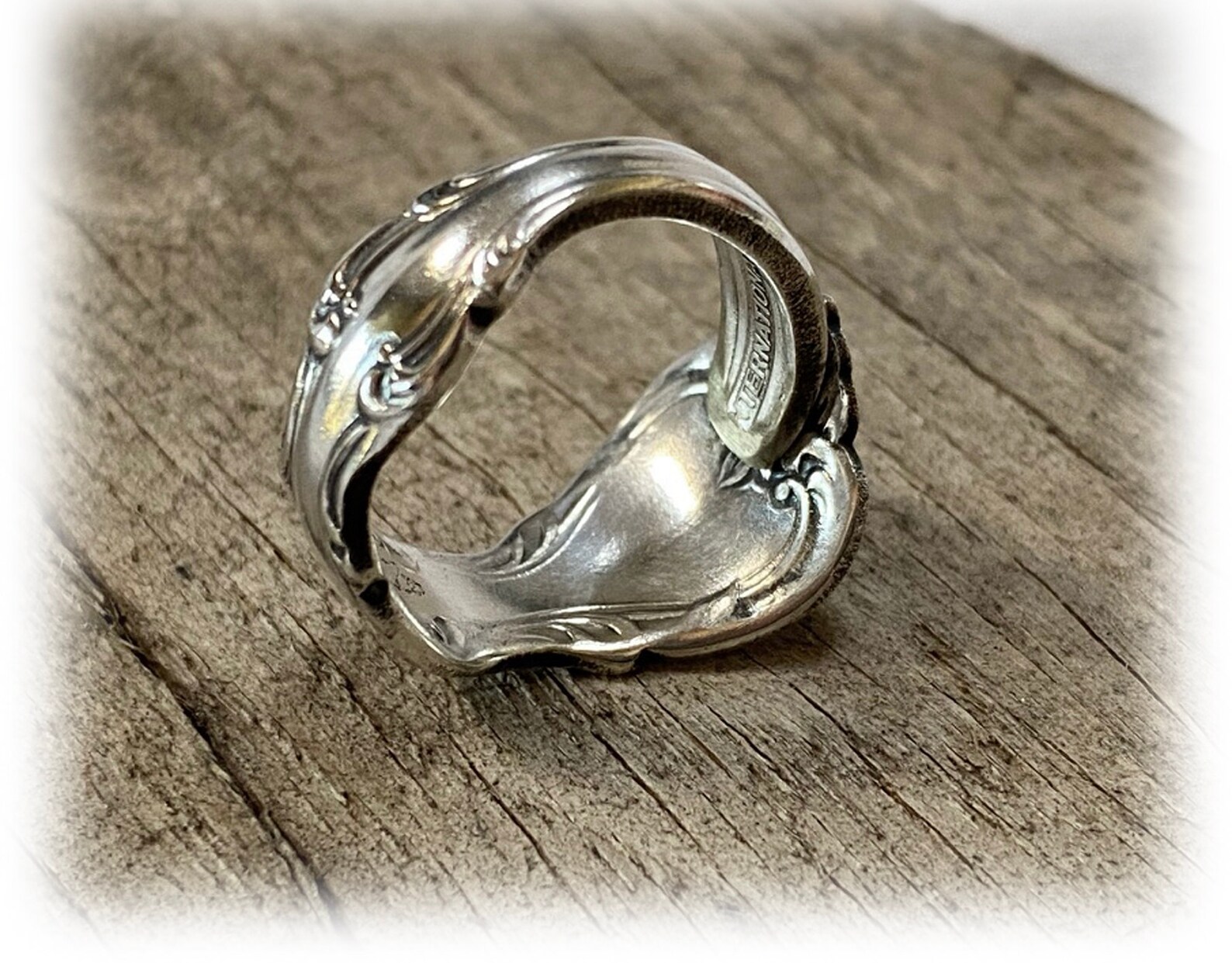 1970s Spoon Ring INTERLUDE Silverplate Ring Scrollwork Etsy
