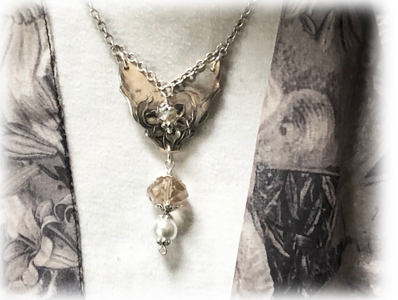 OOAK Pendant Antique Pendant Narcissus Silverplate Pendant Sustainable Statement Jewelry Pearl