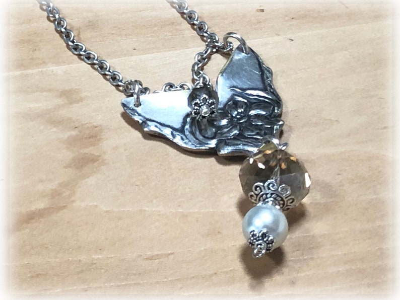 OOAK Pendant Antique Pendant Narcissus Silverplate Pendant Sustainable Statement Jewelry Pearl