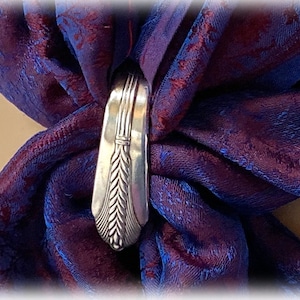 Art Deco Scarf Ring, ALLURE, Wheat Pattern, 1930s, Upcycled Silverplate Spoon Jewelry