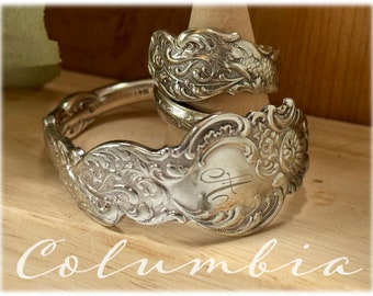 1893 Columbia Antique Spiral Wrap Spoon Ring and/or Cuff Bracelet, Upcycled Silverplate Spoon Ring, Scrolls, Art Nouveau Sea Serpent