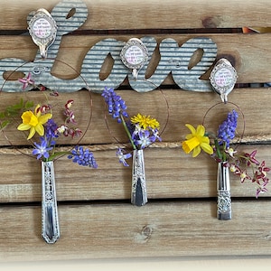 Mama-Vase aus versilbertem Messer, Little Hands Tiny Bouquets, magnetischer Aufhänger, 3 Designs, Mama-Geschenk, wiederverwendetes Besteck
