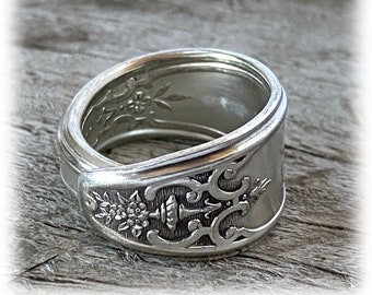 Art Nouveau Spoon Ring, Upcycled Silverplate Jewelry, Size 7