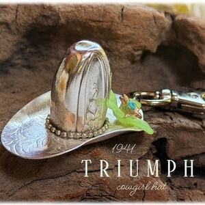 Silver Spoon and Knife Cowboy Cowgirl Hats Charms Keyrings: Choose from 7 Designs Triumph