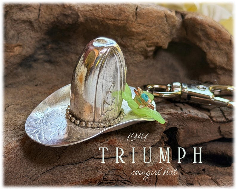 Silver Spoon and Knife Cowboy Cowgirl Hats Charms Keyrings: Choose from 7 Designs Triumph