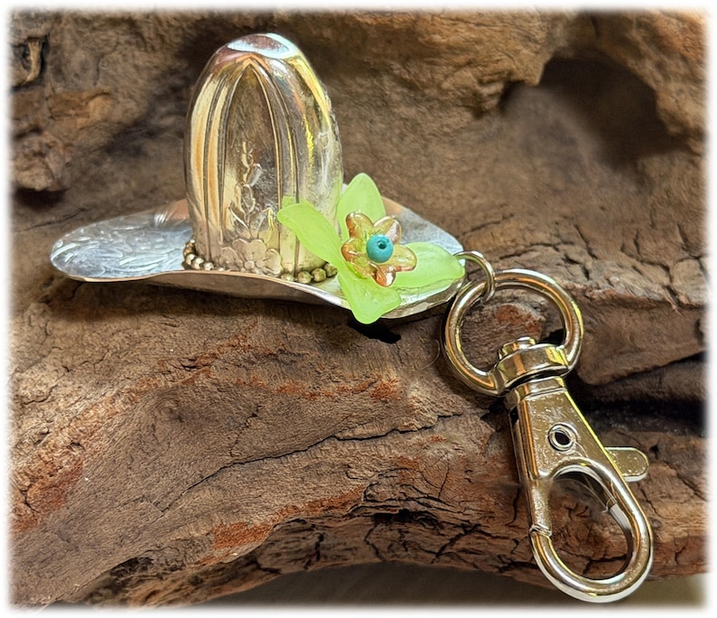 Silver Spoon and Knife Cowboy Cowgirl Hats Charms Keyrings: Choose from 7 Designs image 18