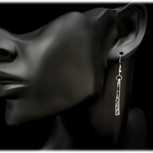 Pendientes rústicos de horquilla martillado, pendientes de plata reciclados, pendientes colgantes de alambre colgante, joyas ligeras