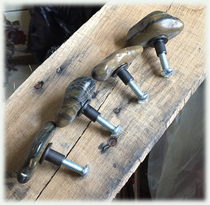 Tumbled Natural Rock Stone Drawer Pulls Repurposed Hardware Etsy