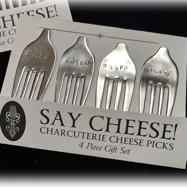 ONE Hand Stamped Salad Fork Charcuterie Cheese Picks, Choose Cheese Names, Customize, Build Your Set