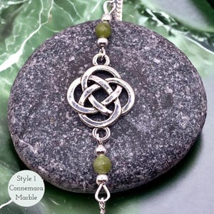 Shield Knot Bracelet - Celtic Knot Bracelet - Dara Knot Bracelet - Connemara Marble Bracelet - Protection Bracelet - Celtic Jewelery