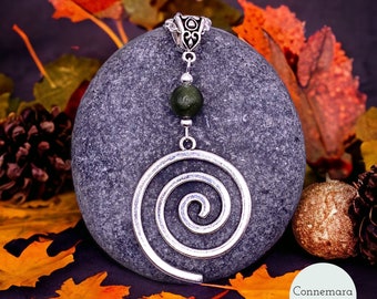 Spiral Pendant Necklace - Choose Your Style: Connemara Marble Bead or Spiral Charm Only - Stainless Steel Chain Included