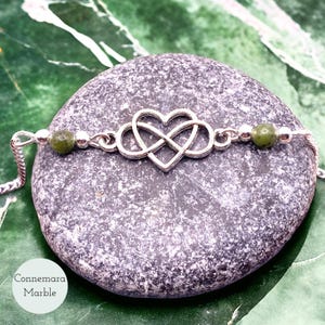 Celtic Knot Love Bracelet - Everlasting Love Bracelet - Love Bracelet - Connemara Marble Bracelet -Adjustable Bracelet -Saint Valentine Gift