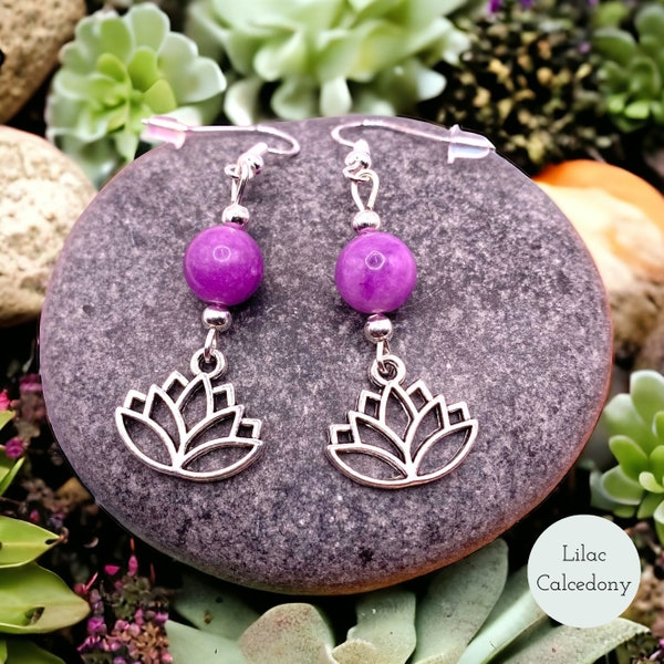 Lotus Flower Earrings - Gemstone Earrings - Flower Earrings - Crystal Earrings - Yoga Earrings - Gemstone jewelry - Gift Idea - Lotus Charms