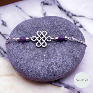 Eternal Love Bracelet - Love Bracelet - Celtic Knot Bracelet - Adjustable Bracelet - Natural Gemstone Bracelet - Stainless Steel Bracelet