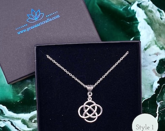 Celtic Shield Knot Necklace - Dara Knot Pendant - Celtic Necklace - Connemara Marble Necklace - Protection Necklace - Celtic Jewelery