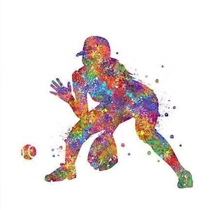 Softball Watercolor Art Print - Softball Sport Watercolor Art - Softball Player Prints - Softball Player Poster - Softball Sports Poster