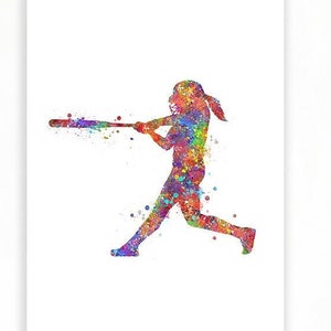 Softball Watercolor Art Print - Softball Sport Watercolor Art - Softball Player Prints - Softball Player Poster - Softball Sports Poster