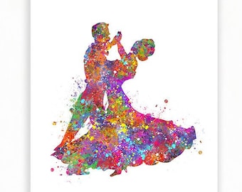 Couple Dancing Watercolour Art Print  - Couple Dancing Poster - Salsa Dance Art - Dancing Wall Decor - Dancing Prints - Salsa Dancing Print