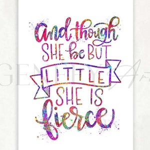 And Though She Be But Little She Is Fierce Quote Print Shakespeare Quote Print Nursery Wall Print Nursery Wall Art Nursery Decor image 1