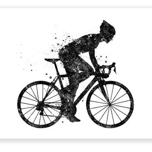 Road Cyclist Watercolor Art Print: Bike Wall Decor