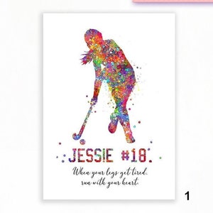 Personalised Field Hockey Watercolour Print - Field Hockey Poster - Gift for Daughter -  Field Hockey Wall Decor - Sports Gift