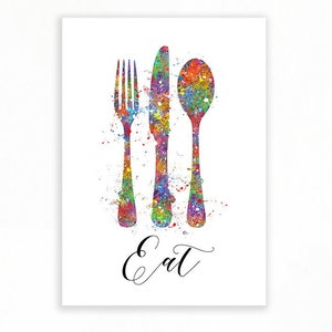 Eat Zitat Aquarell Druck: Kunst für die Küche
