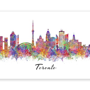 Toronto Skyline Watercolour Art Print - Toronto Cityscape Print - Toronto Skyline Print - Toronto Skyline Wall Decor - Housewarming Gift