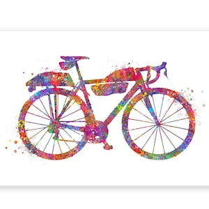 Impresión artística de acuarela de bicicleta de grava - Arte de acuarela de bicicleta de turismo - Regalo de ciclista - Decoración de pared de bicicleta - Decoración de bicicleta - Arte de bicicleta