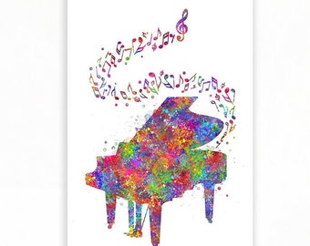 Grand Piano Watercolor Art Print - Grand Piano Watercolor Art - Grand Piano Print - Grand Piano Poster - Music Studio Decor - Piano Artwork