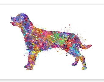 Rottweiler Watercolor Art Print: Colorful Dog Portrait