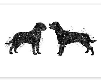 Rottweiler and Bullmastiff Watercolor Art Print