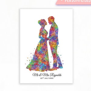 Personalised Couple Watercolour Art Print - Couple Poster - Anniversary Gift for Couple - Gift for Couple - Home Decor