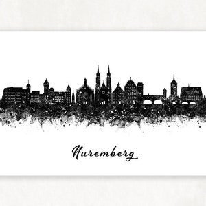 Nuremberg Skyline Black and White Art Print - Nuremberg Cityscape Print - Nuremberg Bavaria Skyline Print - Cityscape Decoration
