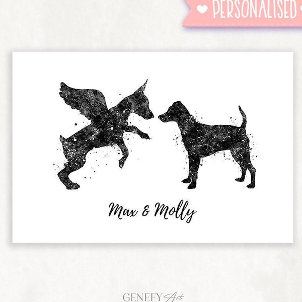 Personalisierter Schwarz-Weiß Pinscher Aquarell Kunstdruck - Miniatur Pinscher Prints , Geschenk für Hundeliebhaber, Hunde Wandkunst