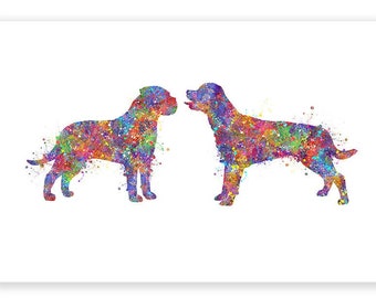 Rottweiler and Bullmastiff Watercolor Art Print