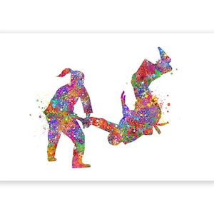 Judo Paar Aquarell Art Print - Taekwondo Kampfkunst Poster - Judo Kampfkunst Druck - Judo Paar Poster Druck - Geschenk für Paar