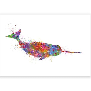 Narwhal Watercolor Art Print - Narwhal Watercolor Poster - Unicorn of the Sea - Narwhal Wall Art - Narwhal Wall Deocr - Narwhal Art