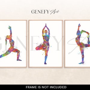 Yoga Pose Watercolor Art Print - Set of 3 Prints - Lord of the Dance  - Yoga Wall Art - Gifts for Her - Yoga Studio Decor - Meditation Art