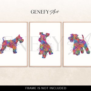 Miniature Schnauzer Watercolour Print - Set of 3 Prints - Mini Schnauzer Poster - Schnauzer Portrait - Schnauzer Prints - Schnauzer Wall Art